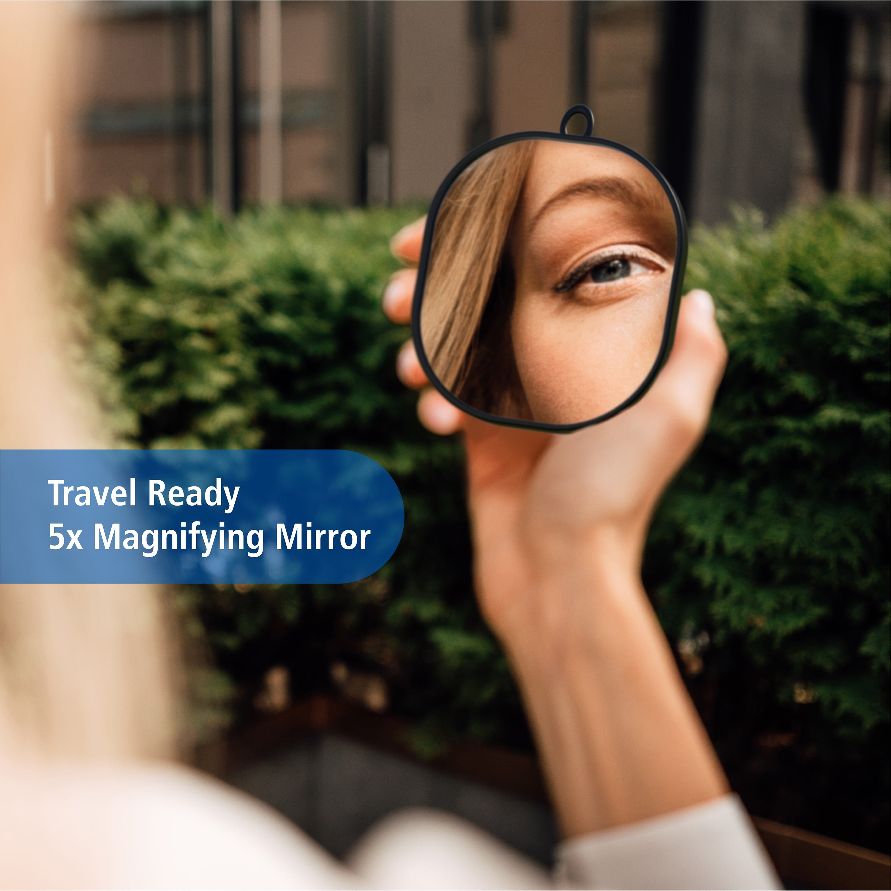 Mainstays LED Makeup Mirror, Rechargeable Vanity Mirror with Lights and Storage Tray Base, Black