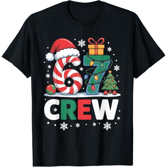 Christmas 67 Crew Brainrot Candy Cane Lights T-Shirt