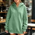 thumbnail image 3 of SYwaren Women's Half Button Hoodie Oversized Pullover Casual Long Sleeve Fall Sweatshirt Solid Color Tops, 3 of 9