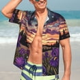 thumbnail image 5 of KLL Men's Hawaiian Shirt Short Sleeve Button Down Beach Shirts-Starry Night Purple Irises, 5 of 5