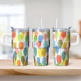 thumbnail image 2 of 20oz Stainless Steel Coffee Travel Mug with Handle, Geometric Texture Insulated Double Wall Tumbler Leak-Proof Lid and Straw, 2 of 5