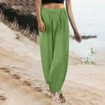 thumbnail image 2 of Mlzmgr Linen Pants for Women Wide Leg Lightweight High Waist Loose Comfy Lounge Trousers with Pockets, 2 of 6