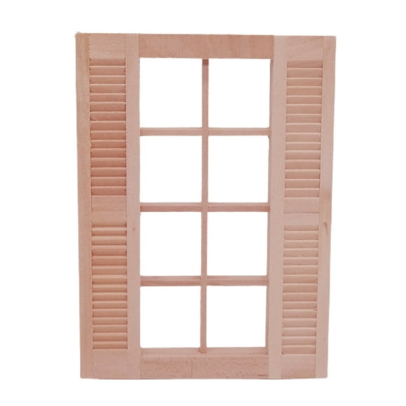 Koszal Maison de Poupée Fenêtre Compacte Légère en Bois Miniature 8-Panne Fenêtre Cadre Accessoires pour 1/12 Maison de Poupée