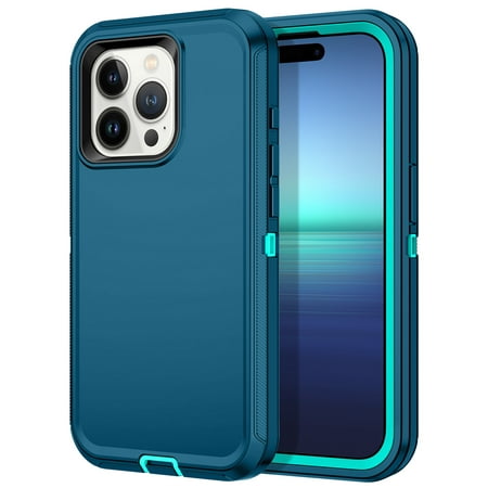 Petocase for iPhone 15 Pro Case Shockproof Dust/Drop Proof 3-Layer Full Body Protection [Without Screen Protector] Rugged Heavy Duty Durable Cover Case for Apple iPhone 15 Pro 6.1" 2023,Green