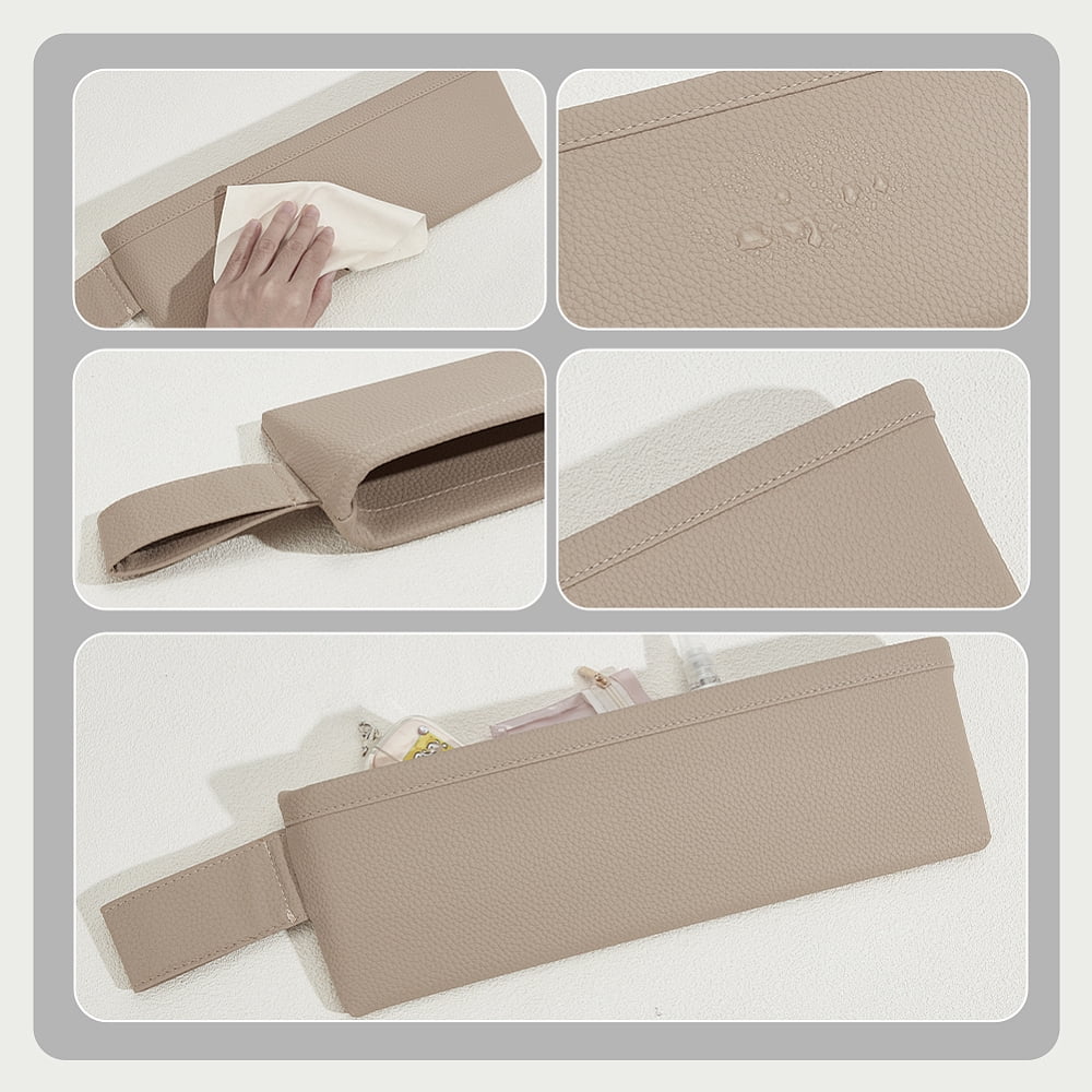 Imitation Leather with Plastic Car Seat Gap Storage Box Rectangle Tan 44cm