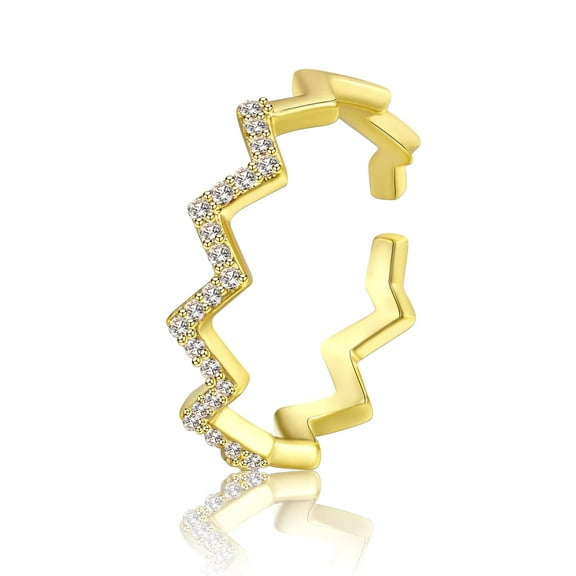 GOSFRY 14K Gold Plated Adjustable Opening Wave Pattern Ring Dainty Highs And Lows Inspirational Ring for Women Jewelry Gift