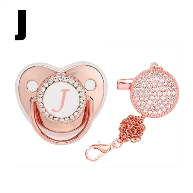 DPTALR Baby Pacifier 26 Letter Name Initial Clip Silicone Infant Nipple Bling Newborn Pacifier