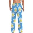 thumbnail image 2 of Floral Daisy Pattern Ghost Pajama Pants, Men's Lounge Pants Light with Drawstring and Pockets, Christmas New Year Birthday Father's Day Gifts, 2 of 7