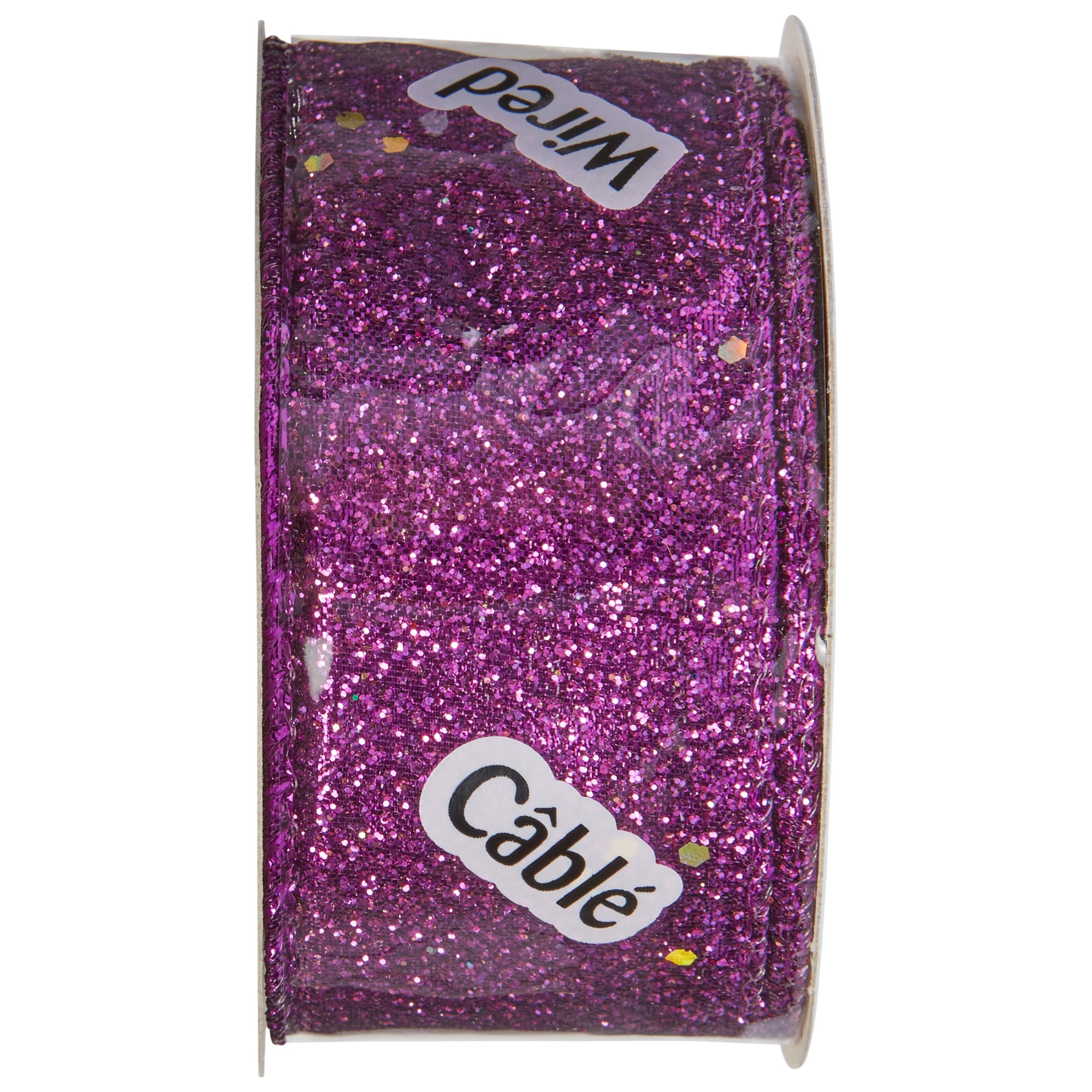 Offray Ribbon, Grape Purple 1 1/2 inch Wired Edge Metallic Ribbon, 9 feet