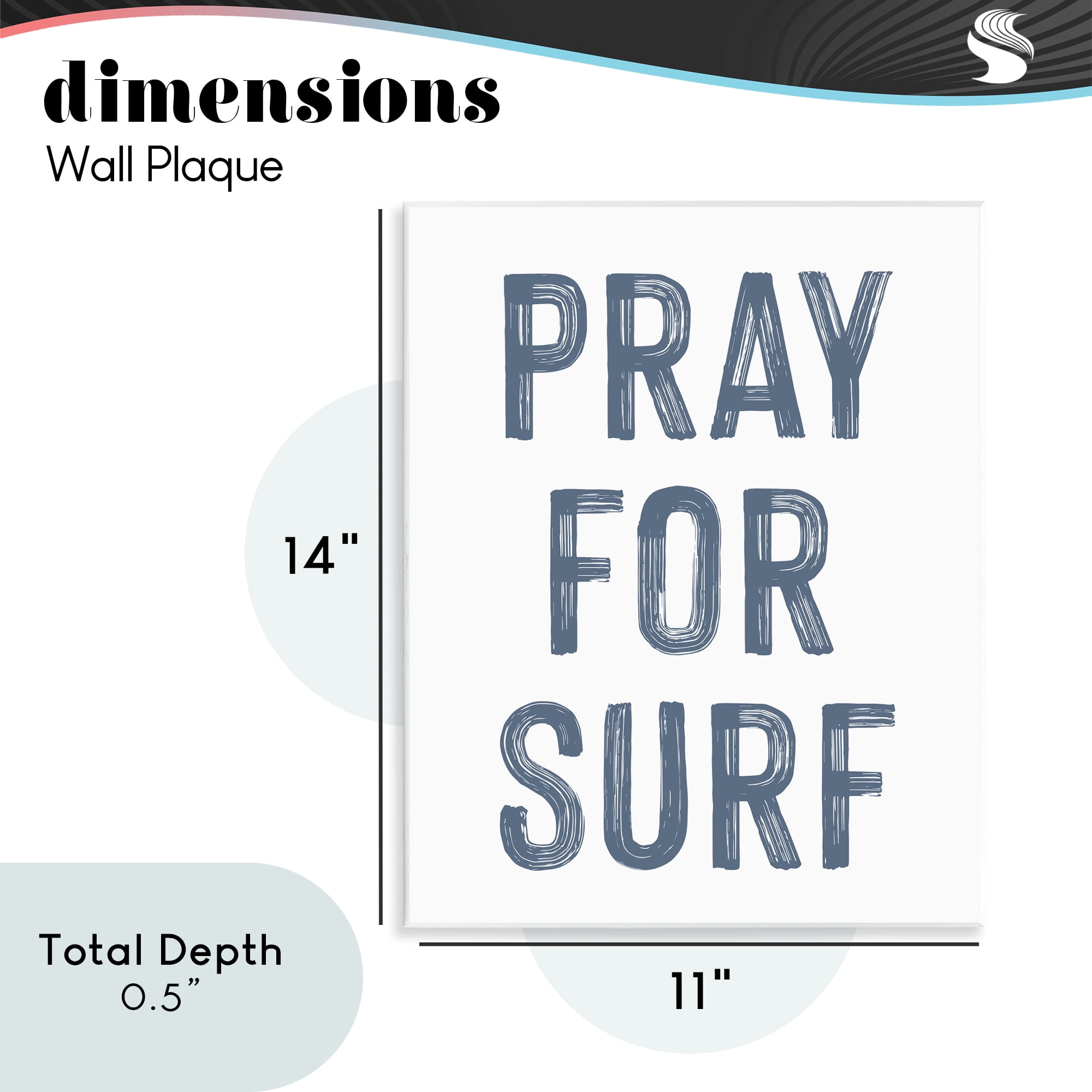 Summer Sentiment Pray For Surf Wall Plaque Art, design by Lettered and Lined