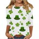 thumbnail image 5 of Xuyuer St. Patrick's Day Womens Fashion 3/4 Sleeve Round Neck Casual Cute T Shirts Shamrock Printed Graphic Tunic Blouses Tee Casua Basic Business Work Tops, 5 of 5