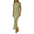 thumbnail image 1 of SAYOO , vestido ajustado largo estampado de verano para mujer, manga corta, estampado elegante, cuello redondo, fiesta, playa, vacaciones, ropa de calle SAYOO casual, 1 of 9