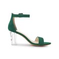 thumbnail image 3 of BLISSFUL STEP Sandales à talons blocs transparents avec bride de cheville pour femmes, vert émeraude (taille 6), 3 of 7