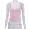 thumbnail image 3 of Chaleco sin mangas de verano Casual plisado Sling Crop Tops Ropa femenina (Rosa XS) FLhrweasw Para estrenar, 3 of 9