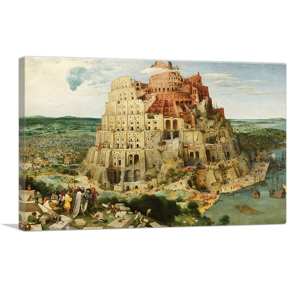 ARTCANVAS The Great Tower of Babel 1563 Canvas Art Print by Pieter Bruegel the Elder - Size: 26" x 18" (0.75" Deep)