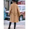 thumbnail image 2 of Women'S Wool Pea Coat Double Breasted Fleece Trench Coat Mid Long Winter Wool Blend Overcoat Dressy Outfit Khaki L, 2 of 6
