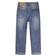 thumbnail image 2 of KIDSCOOL SPACE Kids Ripped Elastic Band Inside Rolled Up Raw Edge Leg Slim Jeans,Blue,9-10 Years, 2 of 7