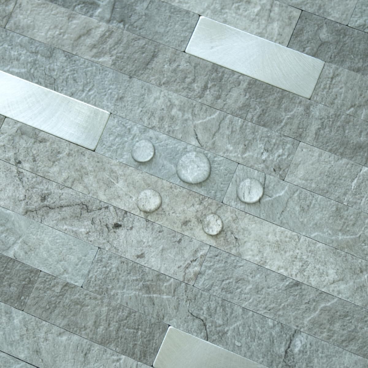 20 Sheets Mountain Rock Peel And Stick Backsplash  Pvc Mixed Metal Wall Tile On For Kitchen Bathroom