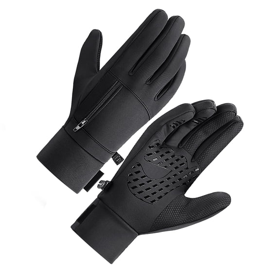 Unbranded Men Winter Waterproof Gloves Touchscreen Pocket Anti-Slip Fleece Thermal Sport Gloves - Medium