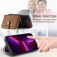 thumbnail image 3 of ShellTech Phone Case for iPhone 13 Pro Max Zipper Wallet Cover with Credit Card Holder Slot Shoulder Crossbody Strap Cell Women Girls Men,Brown, 3 of 11