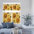 thumbnail image 6 of Kitchen Window Curtains Valance and Tier Set, Farmhouse Sunflower Bee on Linen Rod Pocket Tier Curtain Valance Set, Retro Pastoral Yellow Flower Light Filtering Cafe Curtains for Bedroom Living Room, 6 of 9