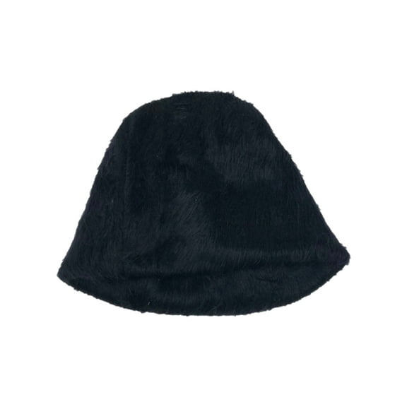 Womens Fuzzy Soft Black Beanie Stocking Cap Hat