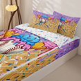 thumbnail image 3 of Castle Fairy Sport Baseball Bat Zipper Twin Comforter Sets with Fitted Sheet and 2 Pillowcases, Ice Cream Drip Zipper Bedding Set, Purple Blue Pink Yellow,4-Piece, 3 of 6