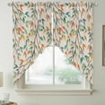 thumbnail image 2 of Teal Orange Eucalyptus Swag Valances for Windows 2 Pack, Kitchen Window Curtains 36 Inch Length, Spring Botanical Leaves Privacy Swag Curtains for Living Room/Bathroom with Rod Pocket 36"x36", 2 of 8
