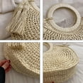 thumbnail image 4 of Kukuzhu Summer Beach Straw Handbag Hand-Woven Tassel Trendy Round Tote Bag Purse for Women Girls, 4 of 6