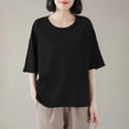 thumbnail image 5 of Bosfbaoi T Shirts For Women Loose Casual Tops Solid Color Round Neck Short-Sleeved Double Pocket Comfortable Daily Wear M-L-XXL-XXXL, 5 of 5