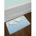 thumbnail image 2 of Flowers Bath Mat, Abstract 3D Style Effect Cherry Blossoms Modern Spring Sakura Pattern, Non-Slip Plush Mat Bathroom Kitchen Laundry Room Decor, 29.5 X 17.5 Inches, Pale Blue and White, Ambesonne, 2 of 2
