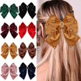 thumbnail image 3 of Elegant Velvet Bow Pearl Hair Clip for Women Top Headpiece Hair Accessory Barrettes, 3 of 7
