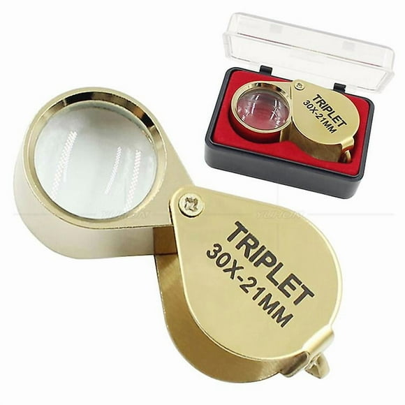 1 PC 30X Jewelers Loupe Magnifier Foldable Pocket Magnifying Glass Jewelry Eye Loop for Jewelers, Gems, Diamonds, Plants, (Gold)