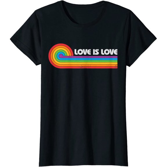 LGBTQ Love Is Love Pride LGBT Ally Rainbow Flag Vintage Casual T-Shirt