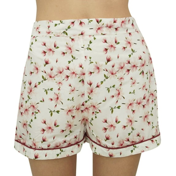 Bimba Womens Off White Button-Down Shirt With Elastic Waist Short Nightwear-26