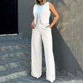 thumbnail image 2 of BLOCLOALO 2 Piece Lounge Set Sleeveless Tops Women's Fashionable Vest Wide Leg Pants Set Comfortable for Daily Wear Cropped Tank Tops Trendy Business Sets Womens Lounge Outfit White Xl, 2 of 7