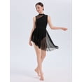 thumbnail image 6 of IDOPIP Lyrical Dance Dress for Women Contemporary Dance Costumes ﻿Solid Mesh Asymmetric Flowy Tulle Skirt for Competition S Black, 6 of 10