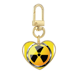 thumbnail image 1 of Logo fondo amarillo sustancias radiactivas advertencia Llavero de metal en forma de corazón dorado, 1 of 3