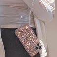 thumbnail image 2 of for iPhone 16 Pro Max Case with Wrist Strap Women Luxury 3D Bling Shiny Rhinestone Diamond Crystal Pearl Handmade Flowers Soft Protective Glitter Case for iPhone 16 Pro Max (Pink), 2 of 13