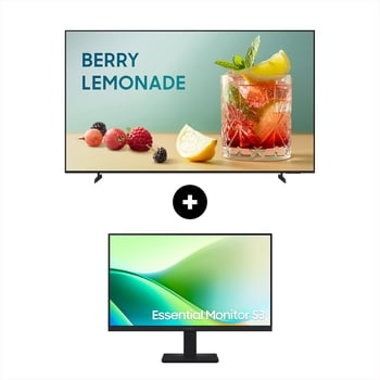 Combo TV Pantalla Samsung 65" UHD 4K + Monitor 24'' Essential S3 Full HD 120Hz Black