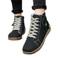 thumbnail image 2 of KELINFONG Womens High top Winter Snow Boots Sneakers Lace up Fuzzy Ankle Booties with Zipper Flat Short Boots, 2 of 7