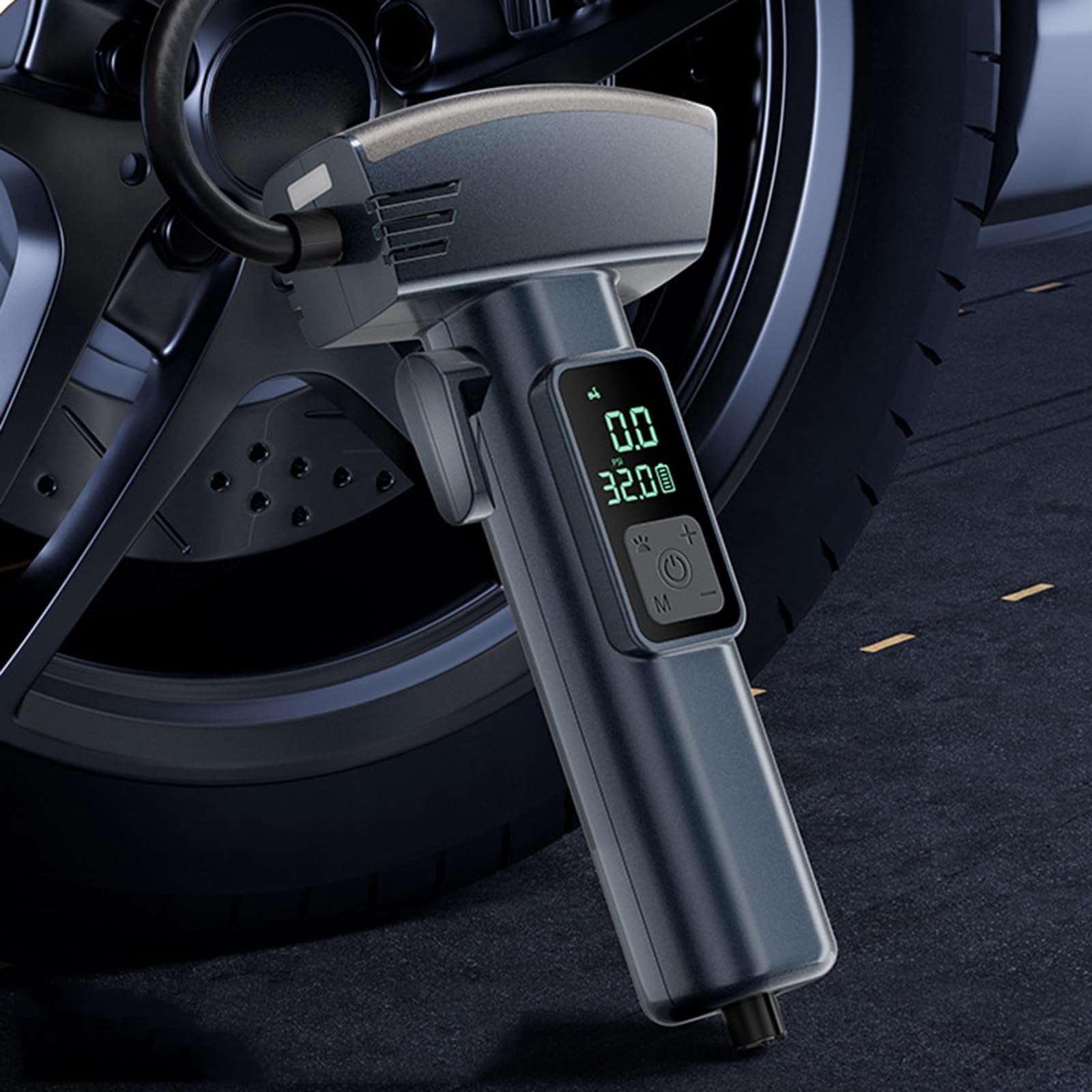 Tire Inflator Portable Air Compressor, 2X Faster 150 PSI Cordless Air Compressor with Digital LCD Pressure Gauge/LED Light/Power Bank, for Car, Motor, Bike, Motorcycle, Ball