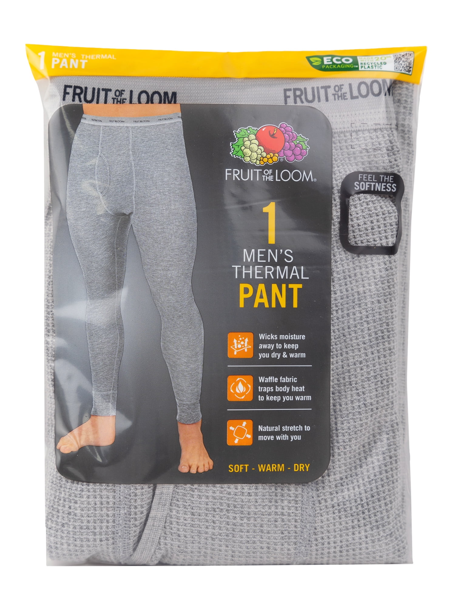 Fruit of the Loom Men's Thermal Waffle Underwear Bottom, Sizes S-5XL