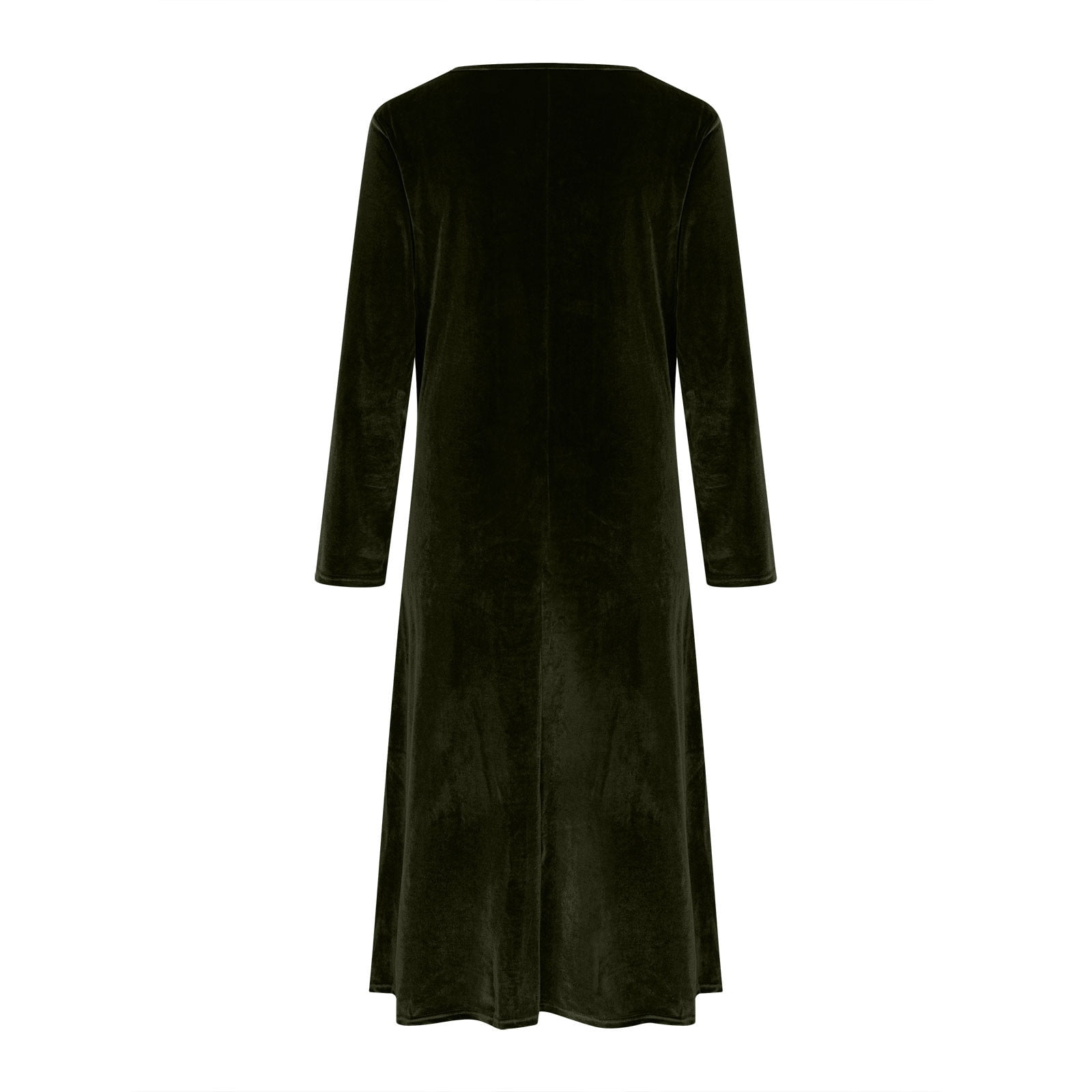 Arnsht Velvet Dress for Women Casual Crewneck Shirt Dresses Elegant Fall and Winter Solid Color Long Sleeve Maxi Dress Green L