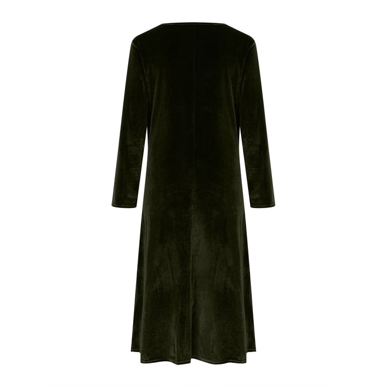 army green velvet dress Social And Chic Velvet Babydoll Dress In Army Green