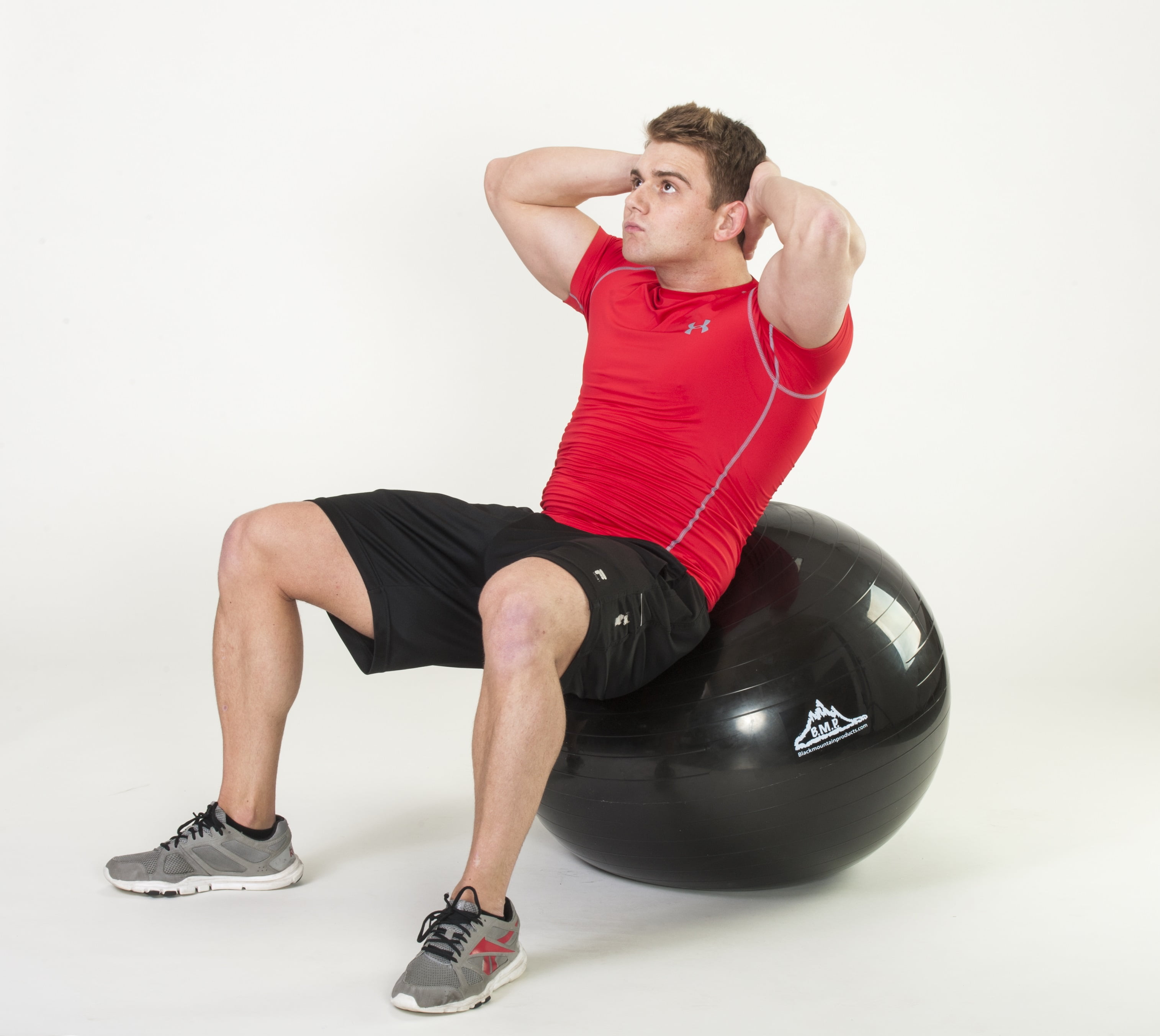 Black Mountain Products 2000lbs Static Strength Exercise Stability Ball with Pump, 65cm Red