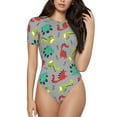 thumbnail image 1 of Balery Cute Dinosaur Body de cuello redondo de manga corta para mujer Tops de manga corta Tops básicos-X-Large, 1 of 7