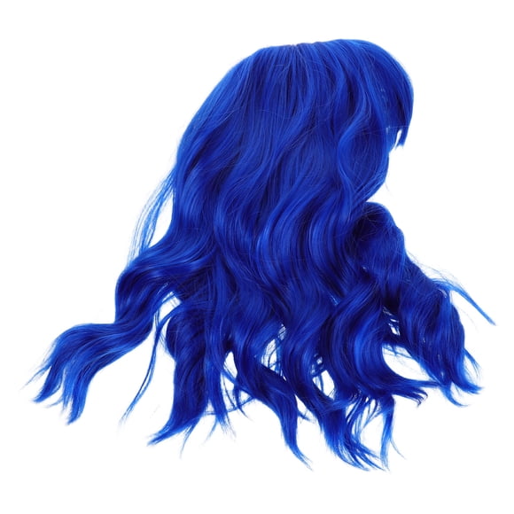 TABLZONE Synthetic Blue Short Curly Bob Wig with Bangs Comfortable Lightweight Party Hair Accessory