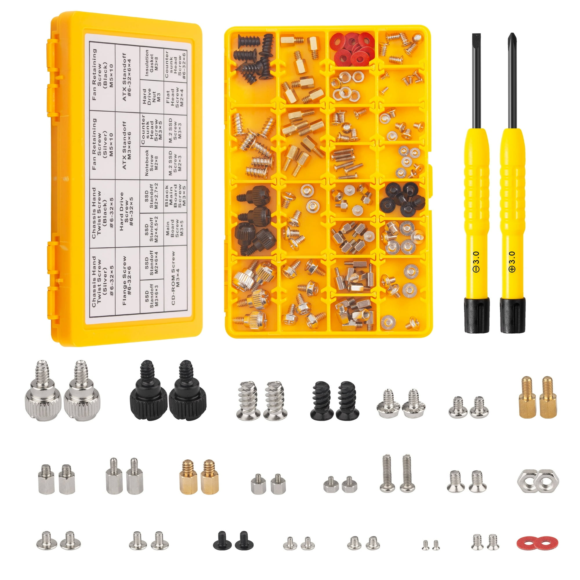 HQVOIC PCIe NVMe M.2 SSD Mounting Screws Kit Standoff for Motherboard, SSD, HDD Hard Drive, CD-ROM, Fan, PC Case