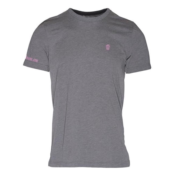 RecyclenBrand RM101GRP-L Triblend Crew T-Shirt for Mens, Grey with Pink Logo - Large